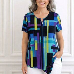 CATO Asymmetrical Printed Top